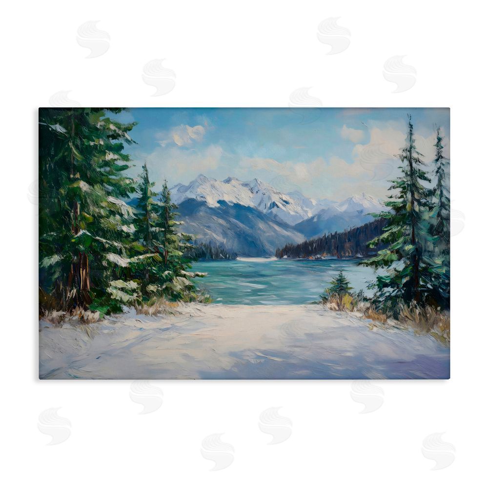 Petal Prints Design Frozen Winter Lake Canvas Wall Art Print