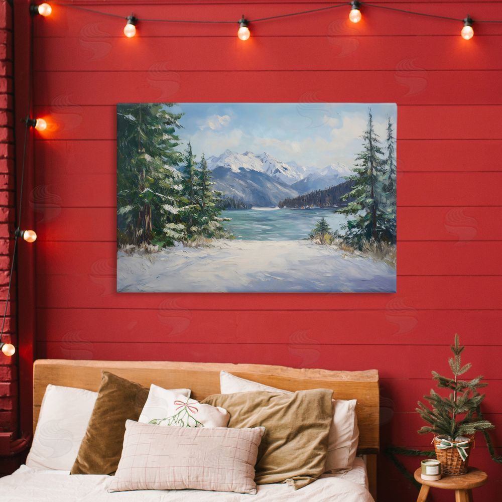 Petal Prints Design Frozen Winter Lake Canvas Art on Wall