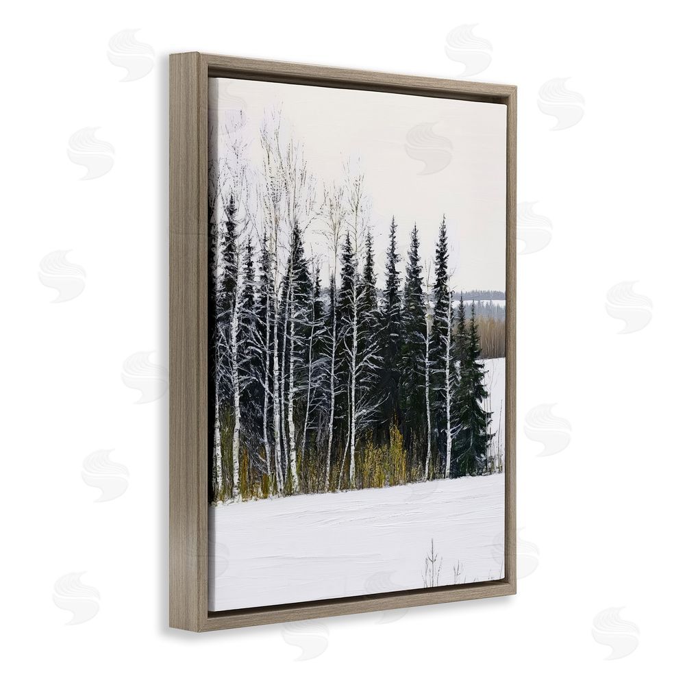 Arlington Prints Winter Landscape Grove Brown Floating Frame Canvas Wall Art Print