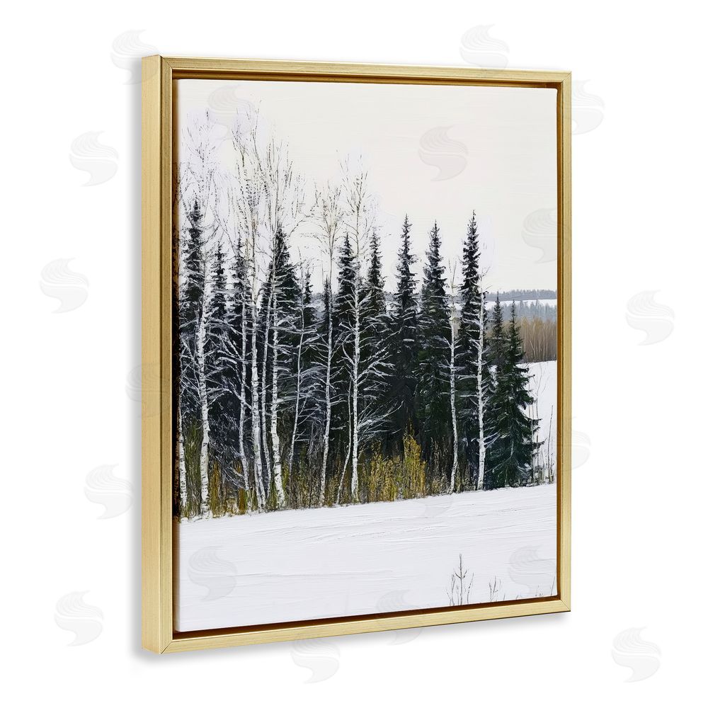 Arlington Prints Winter Landscape Grove Gold Floating Frame Canvas Wall Art Print