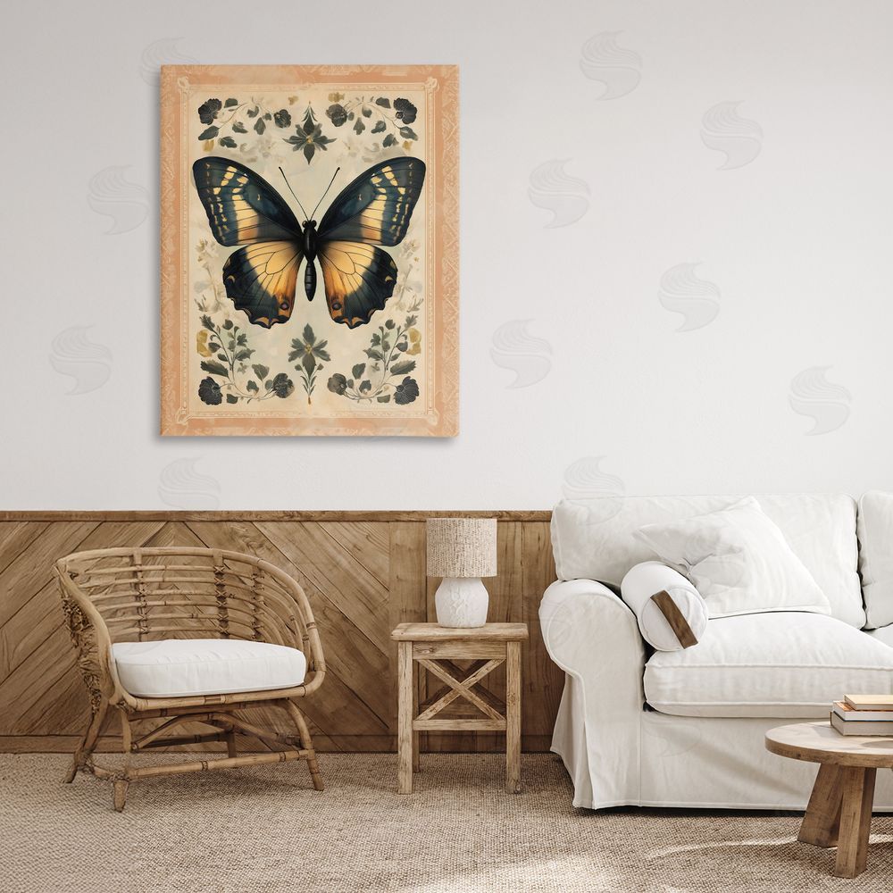 Arlington Prints Vintage Butterfly Botanical Illustration Stretched Canvas on Wall