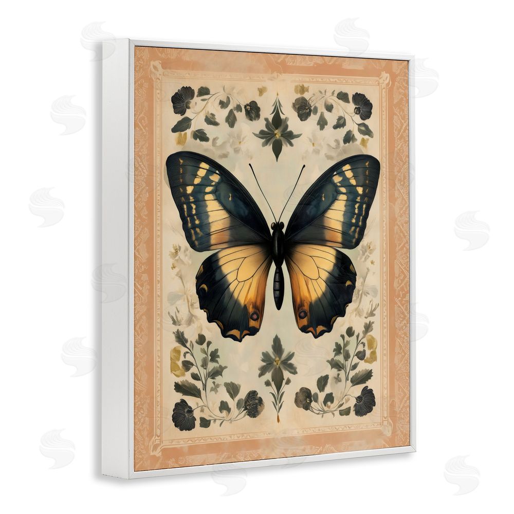 Arlington Prints Vintage Butterfly Botanical Illustration White Framed Giclee Wall Art Print