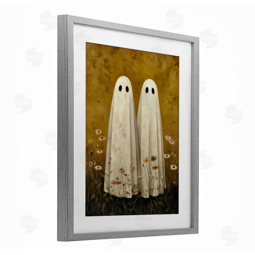 Arlington Prints Old World Ghost Couple Gray Framed Print Under Glass with White Mat Wall Art
