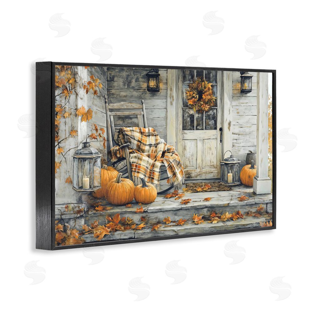 Creative Studio Rustic & Cozy Fall Porch Black Framed Giclee Wall Art Print