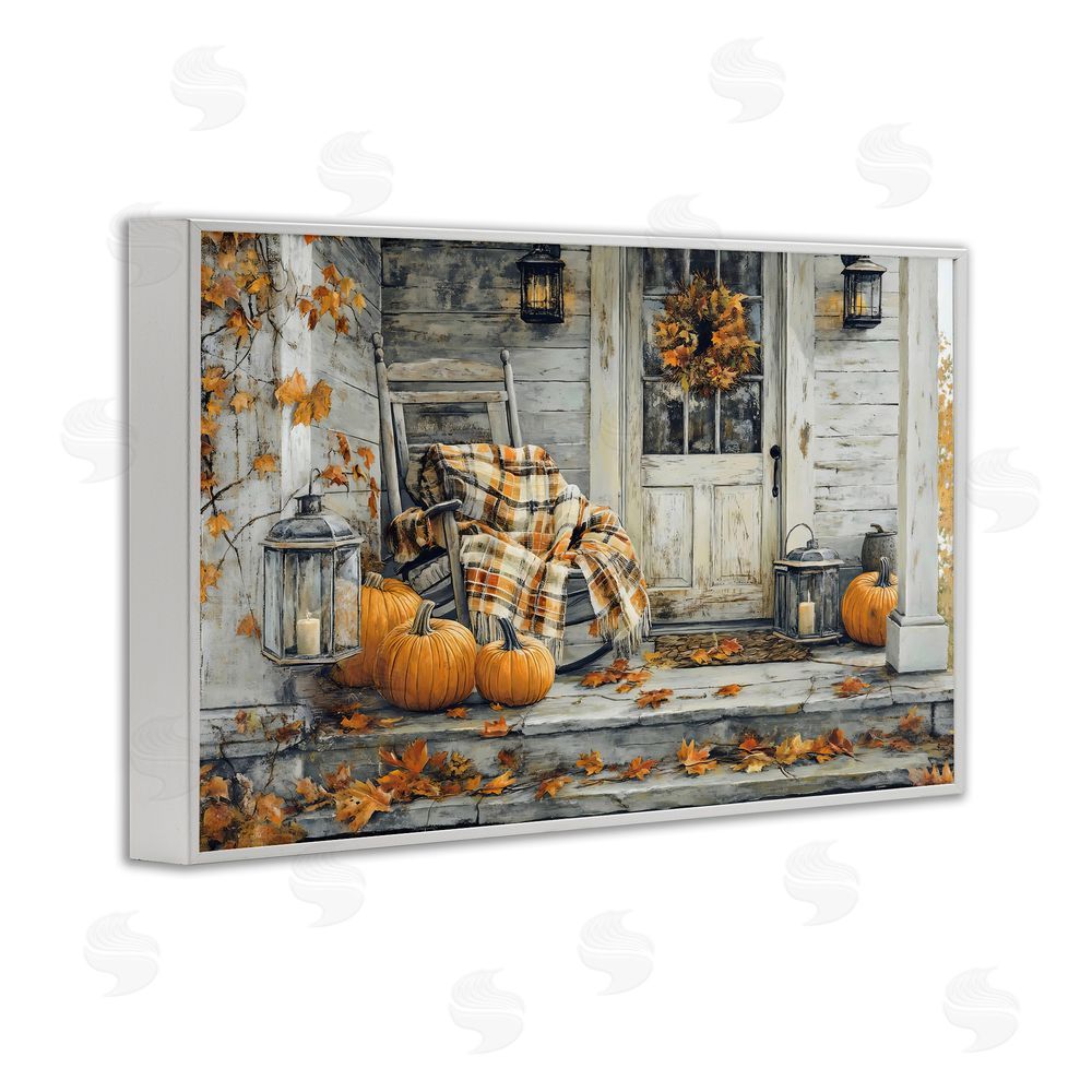 Creative Studio Rustic & Cozy Fall Porch White Framed Giclee Wall Art Print