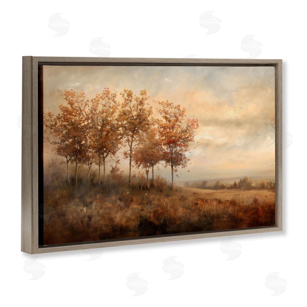 Creative Studio Vast Autumn Landscape Brown Floating Frame Canvas Wall Art Print