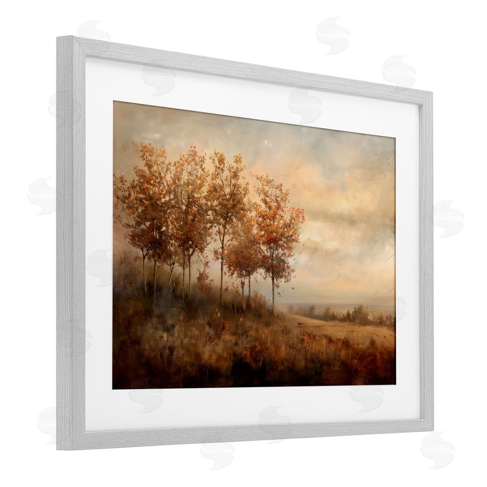 Creative Studio Vast Autumn Landscape Gray Framed Print Under Glass with White Mat Wall Art