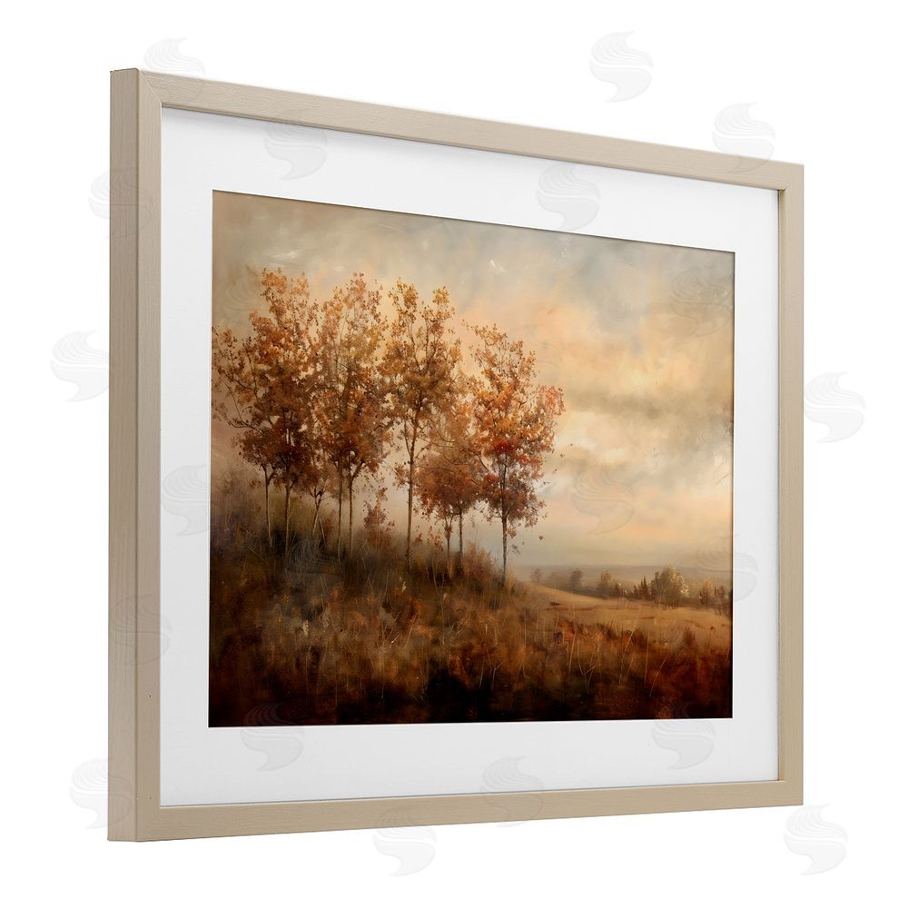 Creative Studio Vast Autumn Landscape Birch Framed Print Under Glass with White Mat Wall Art