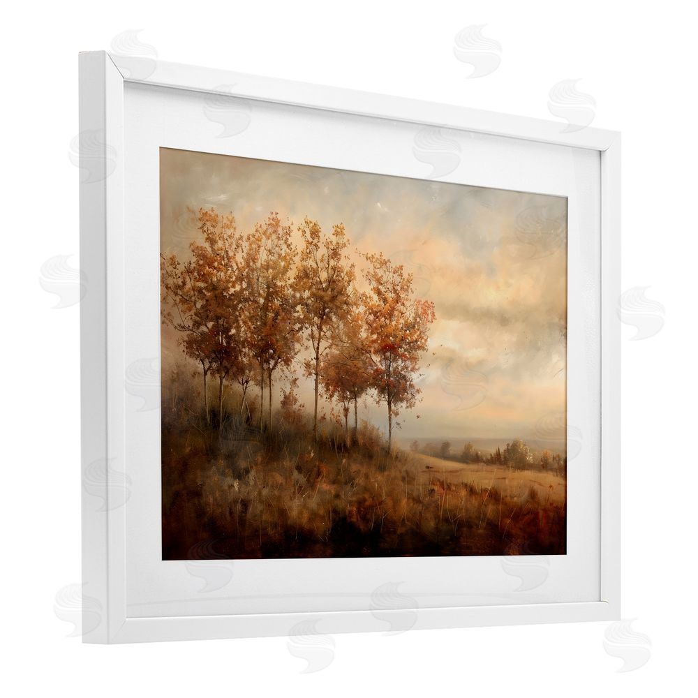 Creative Studio Vast Autumn Landscape White Framed Print Under Glass with Mat Wall Art