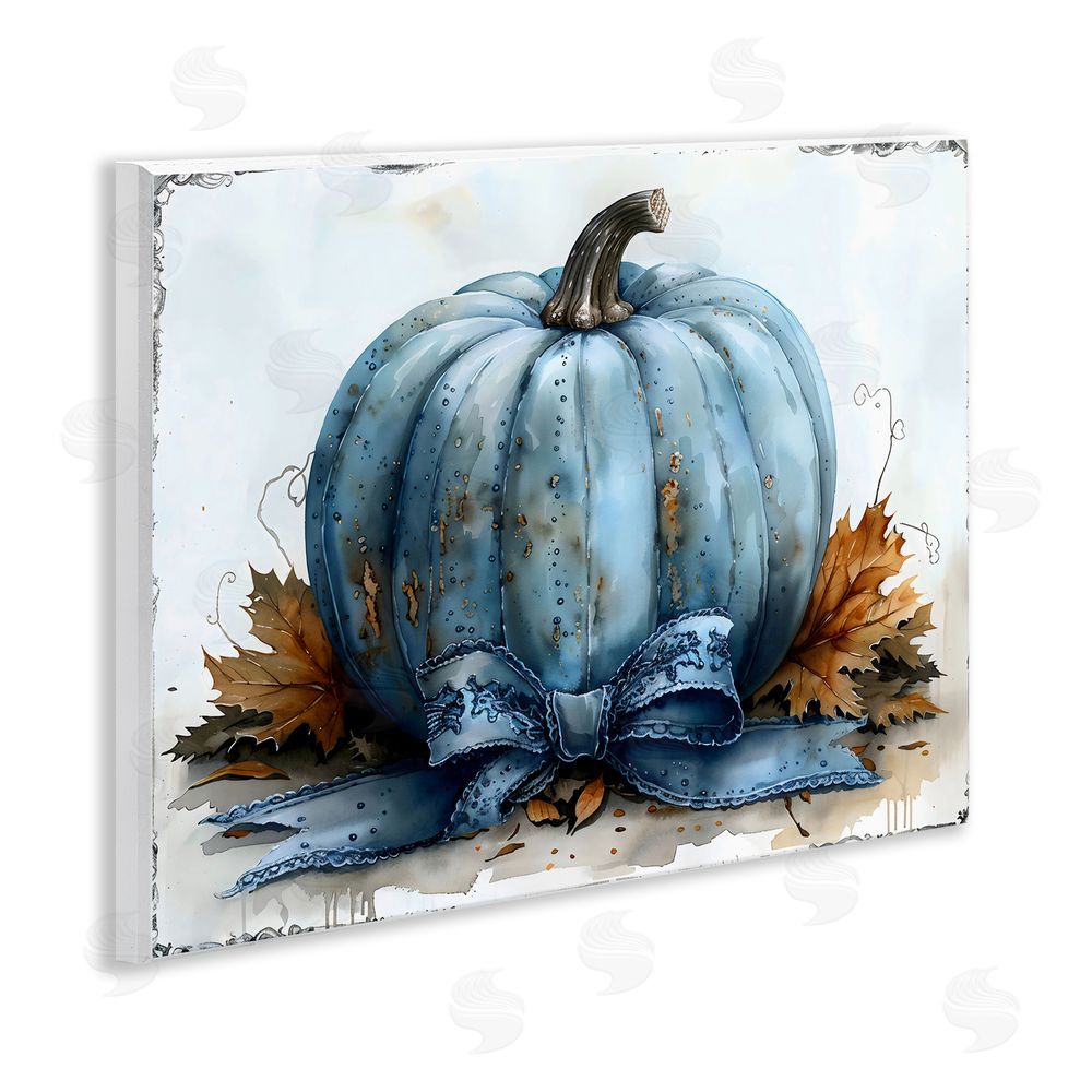 Creative Studio Blue Pumpkin With Bow Wall Plaque Art Print