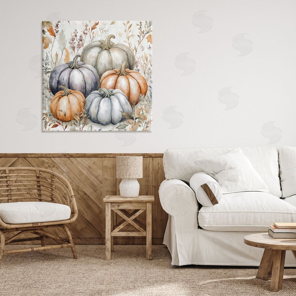 Creative Studio Watercolor Pumpkin Harvest Canvas Art on Wall