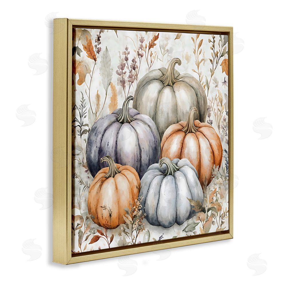 Creative Studio Watercolor Pumpkin Harvest Gold Floating Frame Canvas Wall Art Print