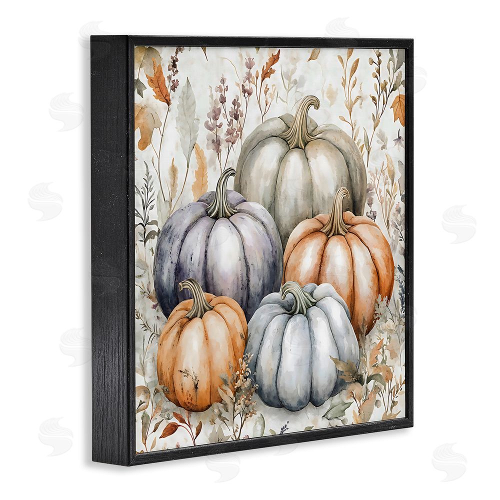 Creative Studio Watercolor Pumpkin Harvest Black Framed Giclee Wall Art Print