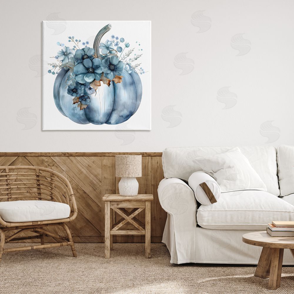 Creative Studio Blue Pumpkin With Flowers Canvas Art on Wall