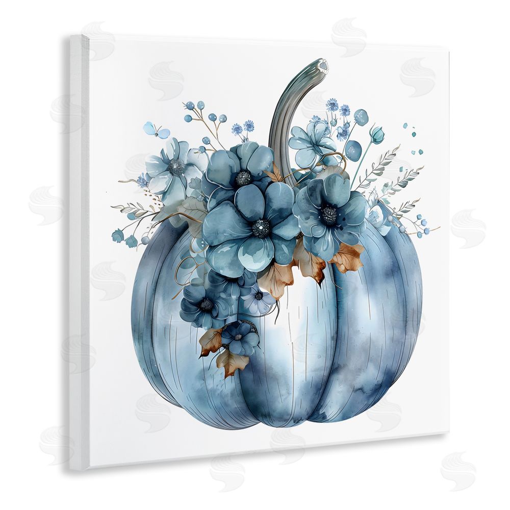 Creative Studio Blue Pumpkin With Flowers Wall Plaque Art Print
