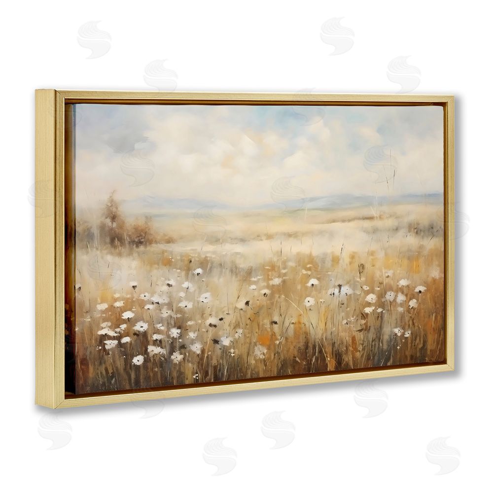 Creative Studio Neutral Land Calmness Gold Floating Framed Canvas Wall Art