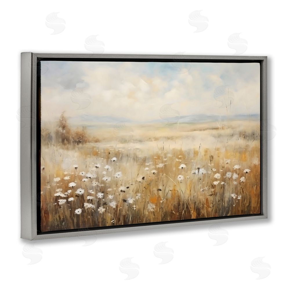 Creative Studio Neutral Land Calmness Gray Floating Framed Canvas Wall Art