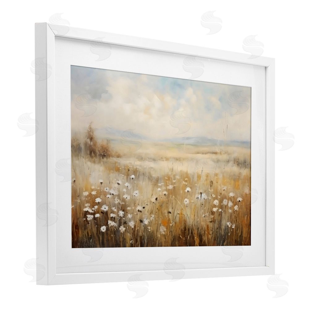 Creative Studio Neutral Land Calmness White Framed Print Under Glass Wall Art