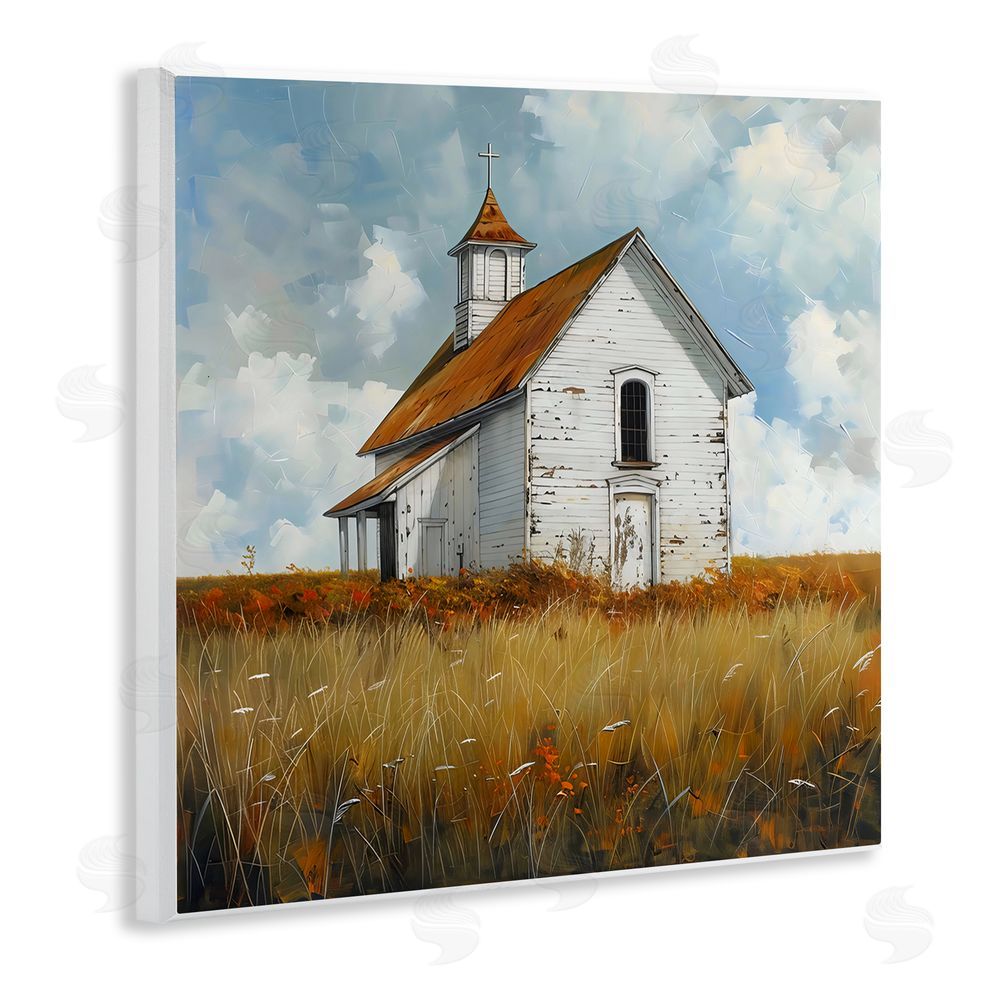 Creative Studio Rustic Church in Field Wall Plaque Home Decor Art Print