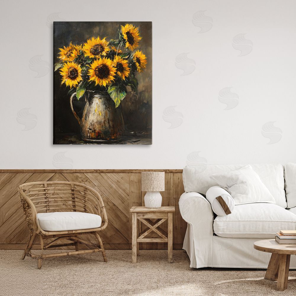 Franklyn Gregory Rustic Sunflower Jug Canvas Art on Wall