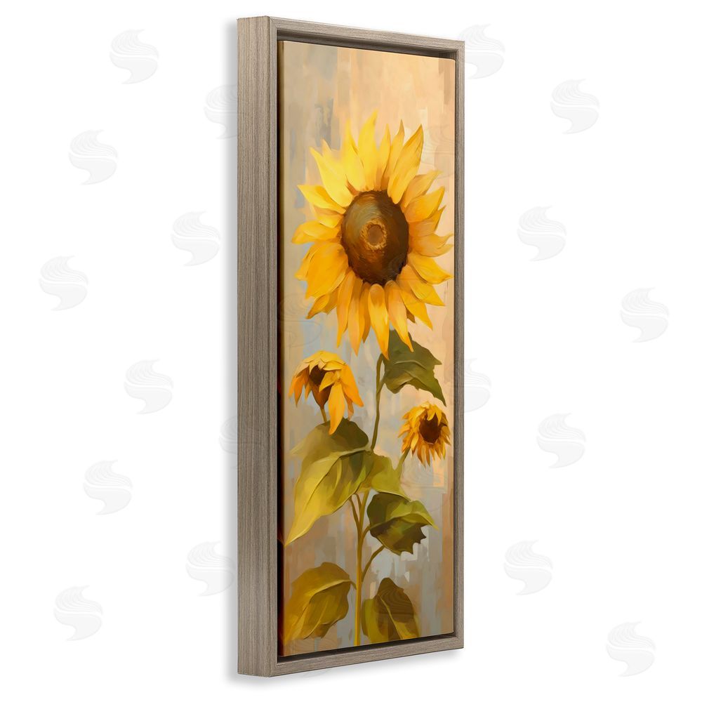 Creative Studio Vibrant Autumn Sunflower Brown Floating Frame Canvas Wall Art Print