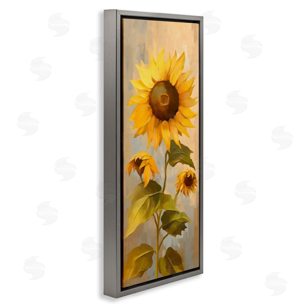 Creative Studio Vibrant Autumn Sunflower Gray Floating Frame Canvas Wall Art Print