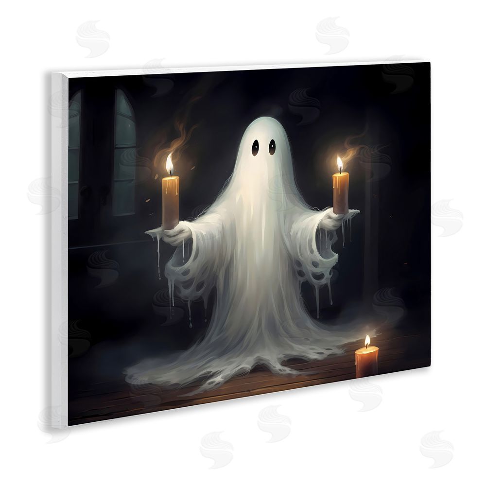 LSR Design Studio Spooky Candlelit Ghost Wall Plaque Art Print