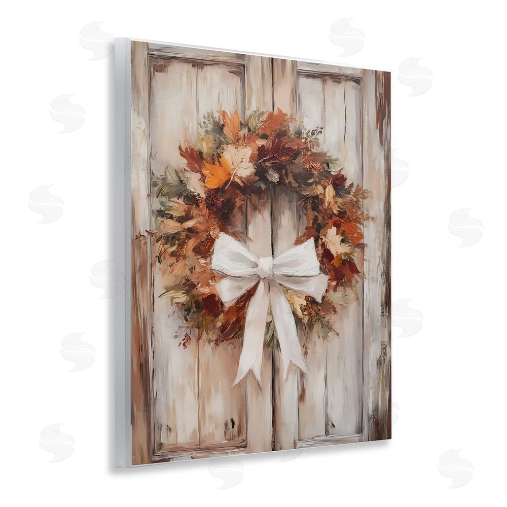 LSR Design Studio Autumnal Wreath with Ribbon Wall Plaque Art Print