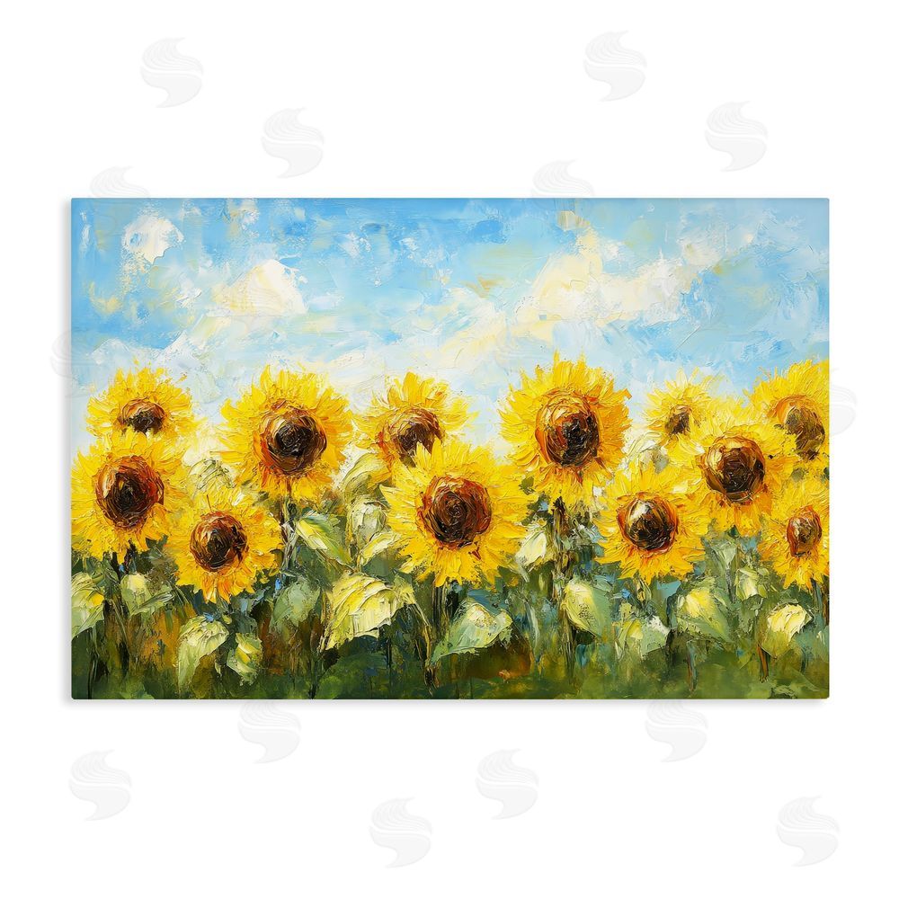 Petal Prints Design Impressionist Sunflowers Horizon Stretched Canvas Wall Art