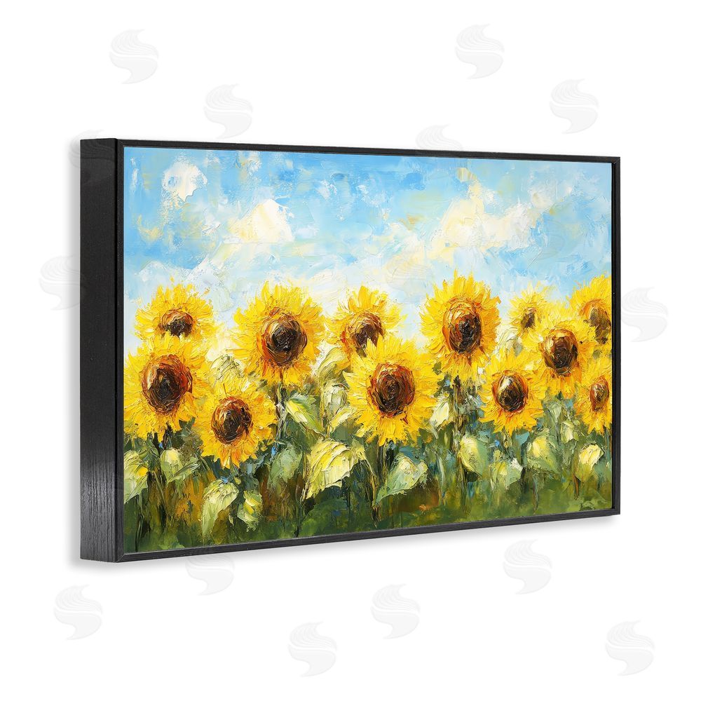 Petal Prints Design Impressionist Sunflowers Horizon Black Framed Giclee Wall Art
