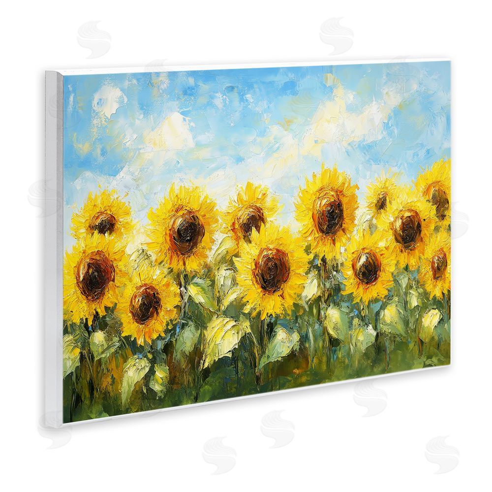Petal Prints Design Impressionist Sunflowers Horizon Wall Plaque Home Decor Art Print