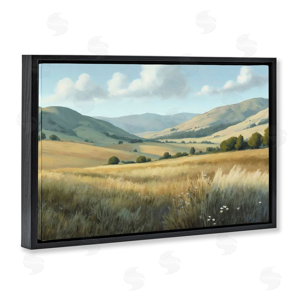 Creative Studio Rolling Hills at Golden Hour Black Floating Framed Canvas Wall Art