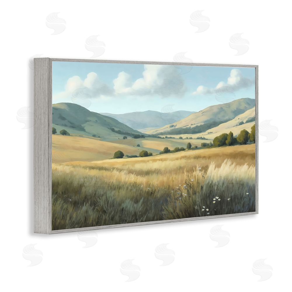 Creative Studio Rolling Hills at Golden Hour Gray Framed Giclee Wall Art