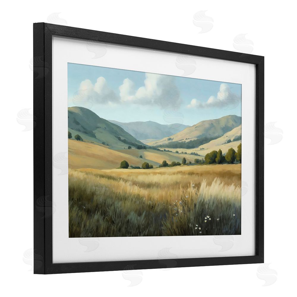 Creative Studio Rolling Hills at Golden Hour Black Framed Print Under Glass Wall Art