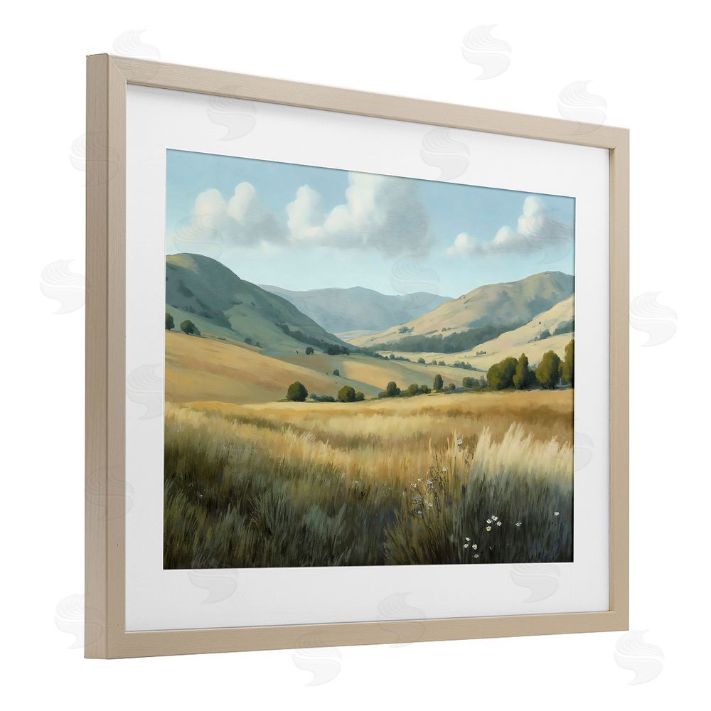 Creative Studio Rolling Hills at Golden Hour Brown Framed Print Under Glass Wall Art