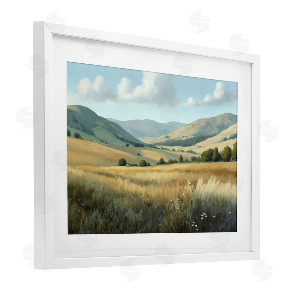Creative Studio Rolling Hills at Golden Hour White Framed Print Under Glass Wall Art