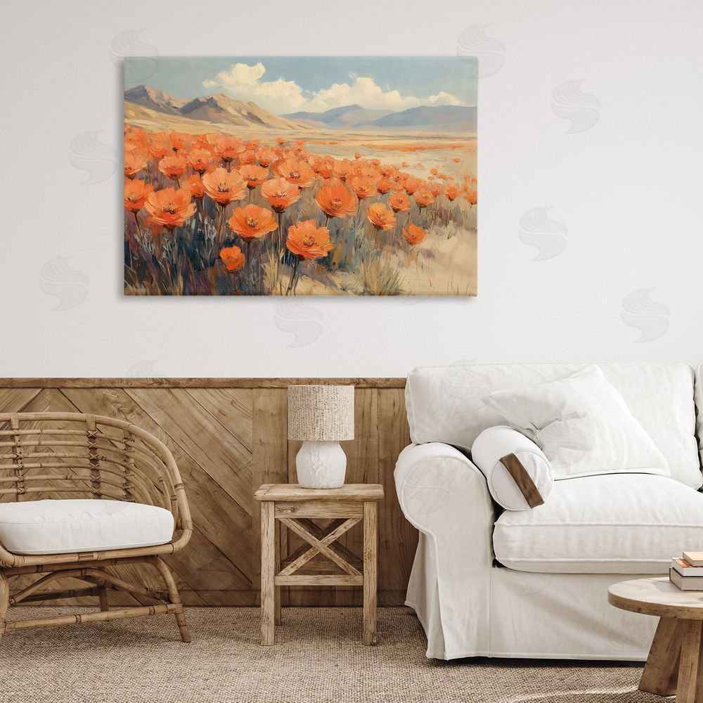 Gina Kelly Desert Poppies in Valley Stretched Canvas Wall Art in Room
