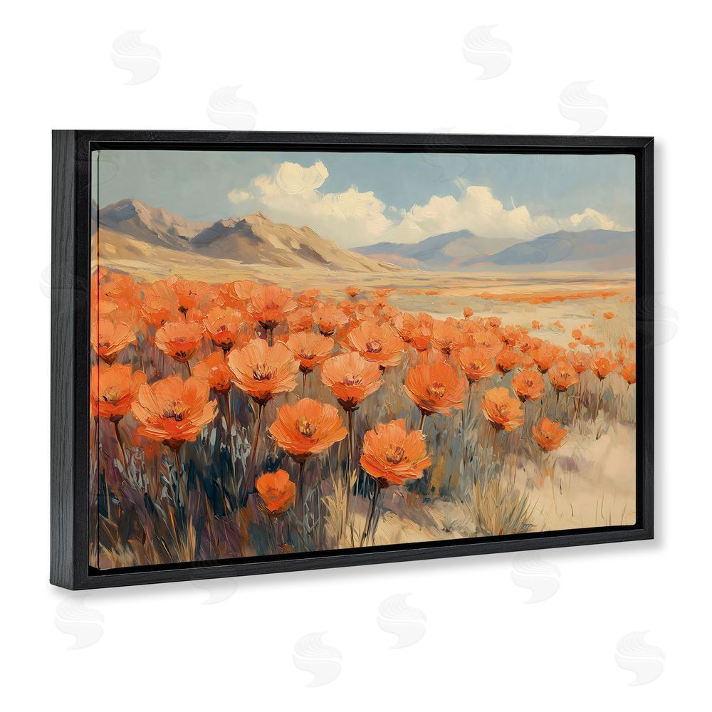Gina Kelly Desert Poppies in Valley Black Floating Frame Canvas Wall Art Print