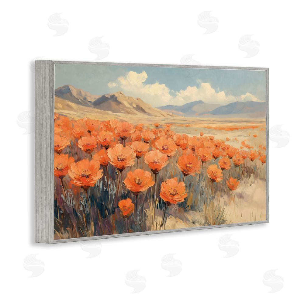 Gina Kelly Desert Poppies in Valley Gray Framed Giclee Wall Art Print