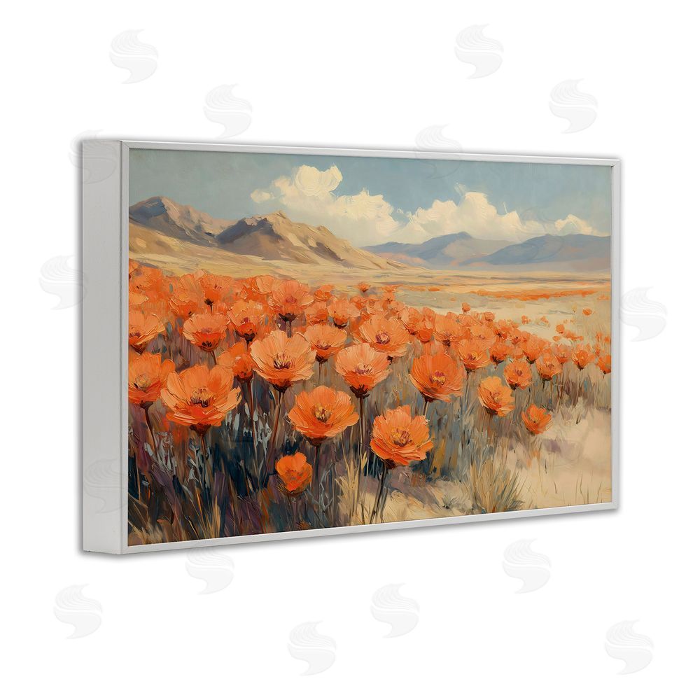 Gina Kelly Desert Poppies in Valley White Framed Giclee Wall Art Print