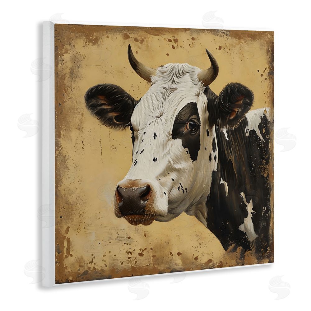 Creative Studio Spotted Brown Cow Portrait Wall Plaque Printed Art