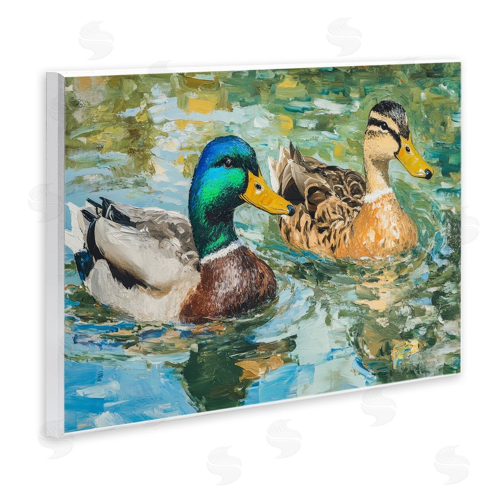 Petal Prints Design Ducks Out For A Swim Wall Plaque with Fixed Lithograph Print