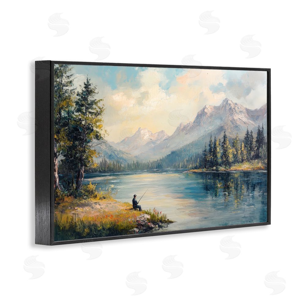 Petal Prints Design Secret Fishing Spot Black Framed Giclee Wall Art Print