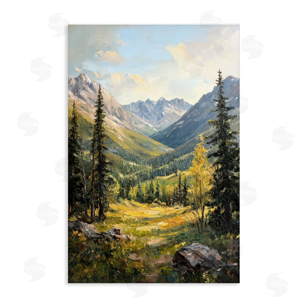 Petal Prints Design Mountain Refuge in Golden Valley Stretched Canvas Wall Art