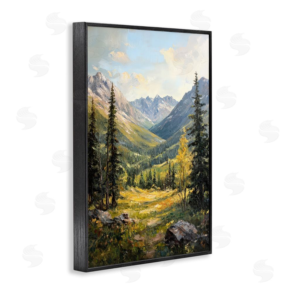 Petal Prints Design Mountain Refuge in Golden Valley Black Framed Giclee Wall Art