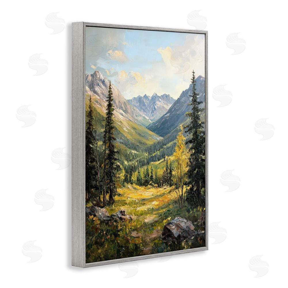 Petal Prints Design Mountain Refuge in Golden Valley Gray Framed Giclee Wall Art