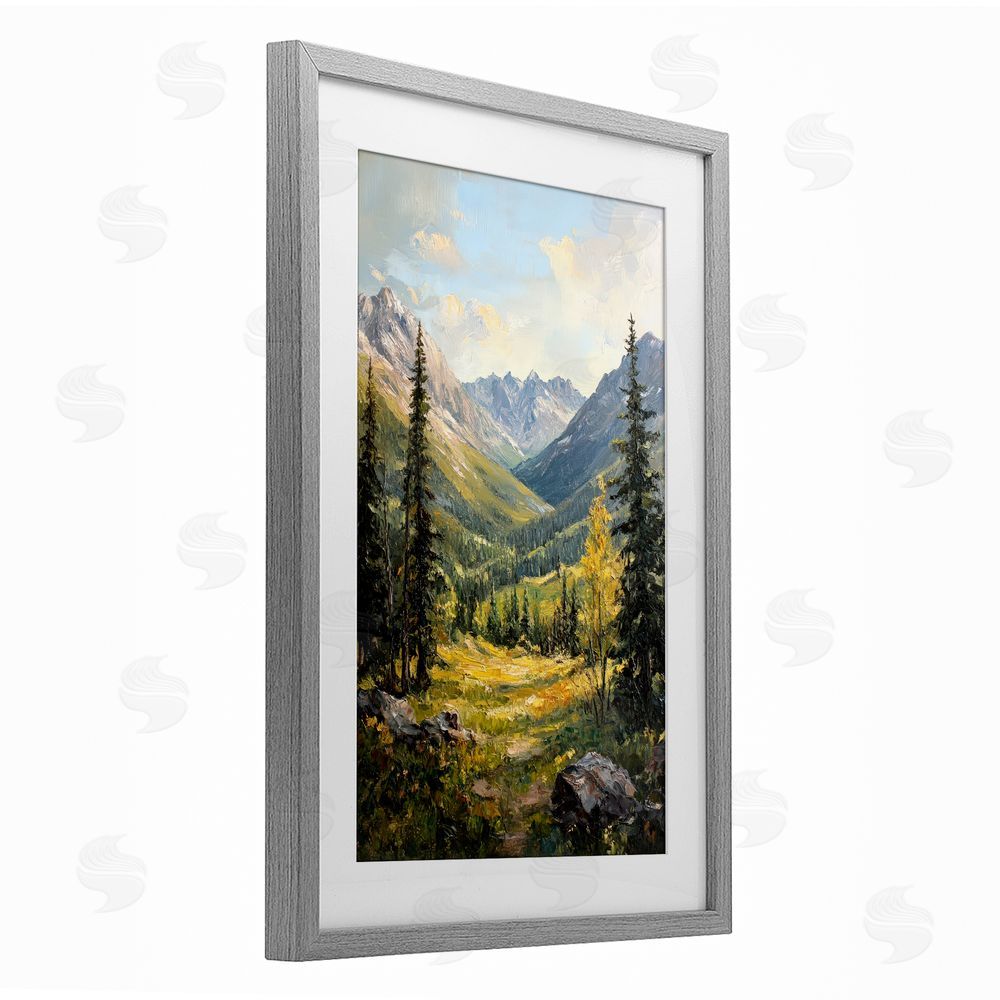 Petal Prints Design Mountain Refuge in Golden Valley Gray Framed Print Under Glass Wall Art