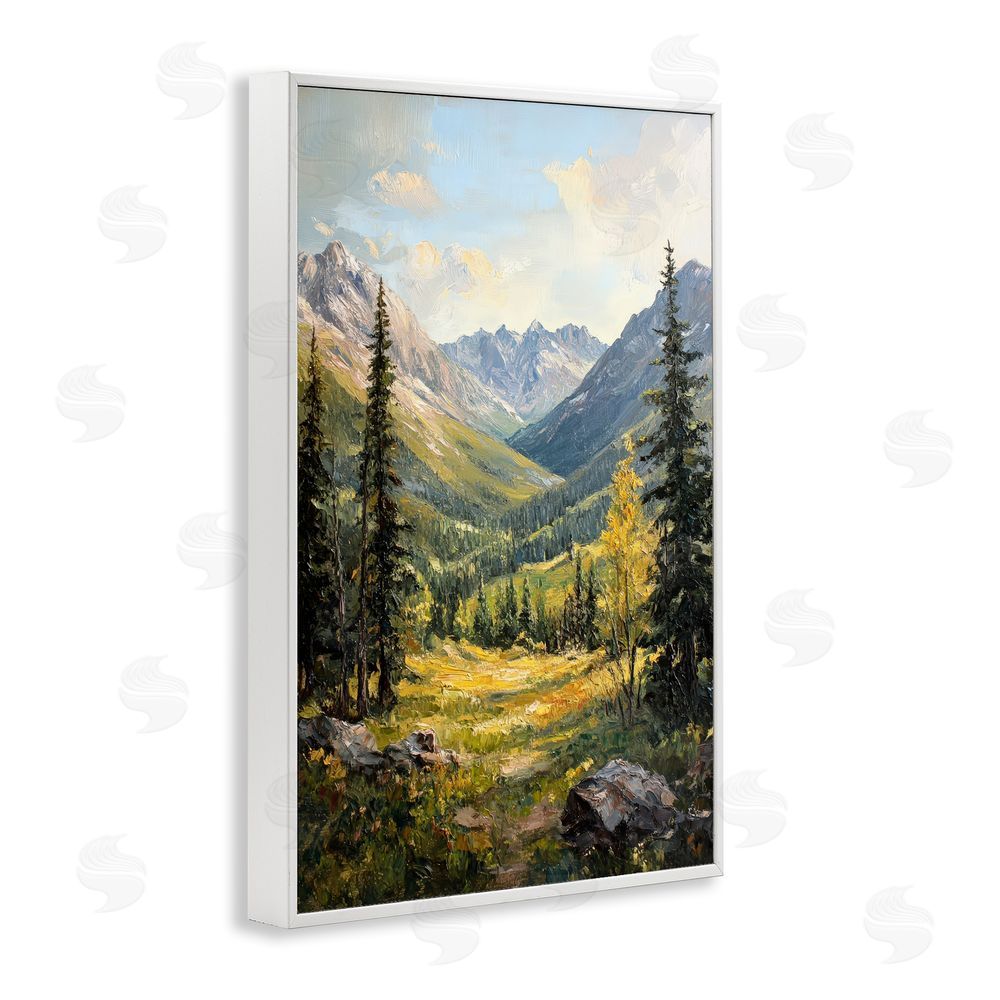 Petal Prints Design Mountain Refuge in Golden Valley White Framed Giclee Wall Art