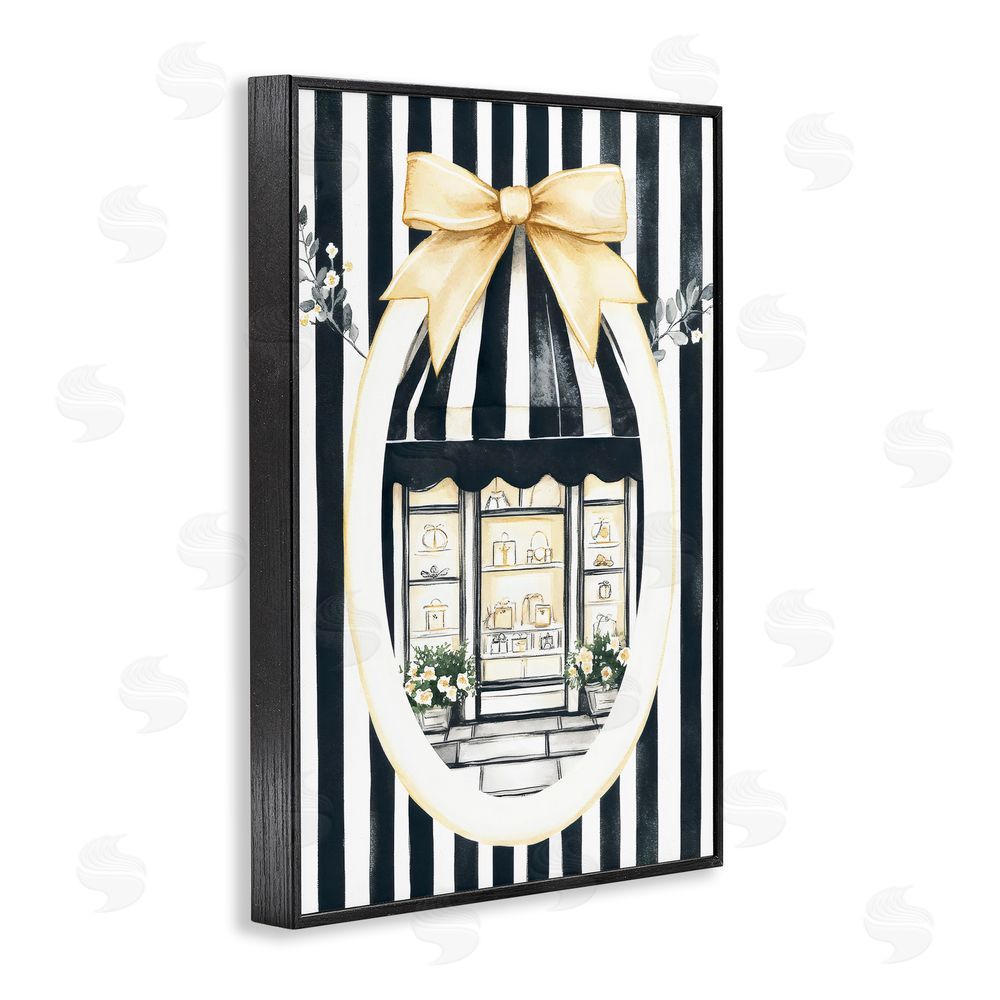 Petal Prints Design Maison Striped Boutique Window Black Framed Giclee Wall Art