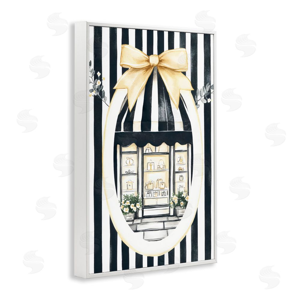Petal Prints Design Maison Striped Boutique Window White Framed Giclee Wall Art